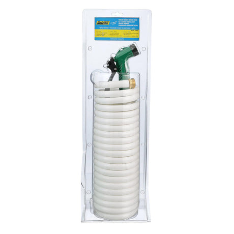 Seachoice 25' White Poly Coiled Washdown Hose With Sprayer