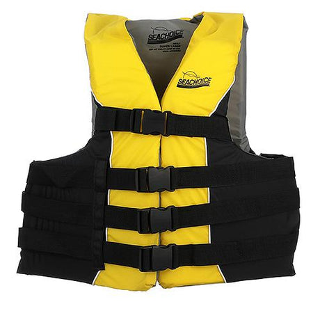 Seachoice Deluxe 4-Belt Ski Vest - Yellow/Black, XXL/XXXL