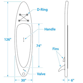 Seachoice 86941 10'6″ Inflatable Stand-Up Paddle Board KitAqua Blue