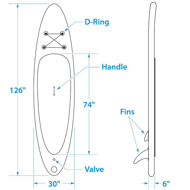 Seachoice 86941 10'6″ Inflatable Stand-Up Paddle Board KitAqua Blue