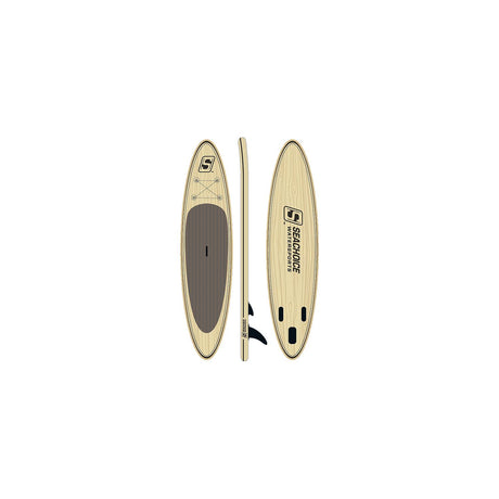 Seachoice 86949 10'6" Inflatable Stand-Up Paddle Board Kit Woodgrain Pattern