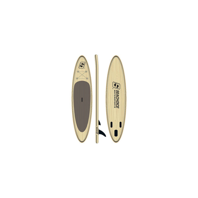 Seachoice 86949 10'6" Inflatable Stand-Up Paddle Board Kit Woodgrain Pattern