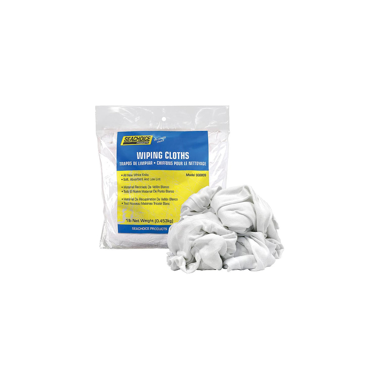 Seachoice 90009 New White Knits Wiping Cloths, 1-lb. Bag
