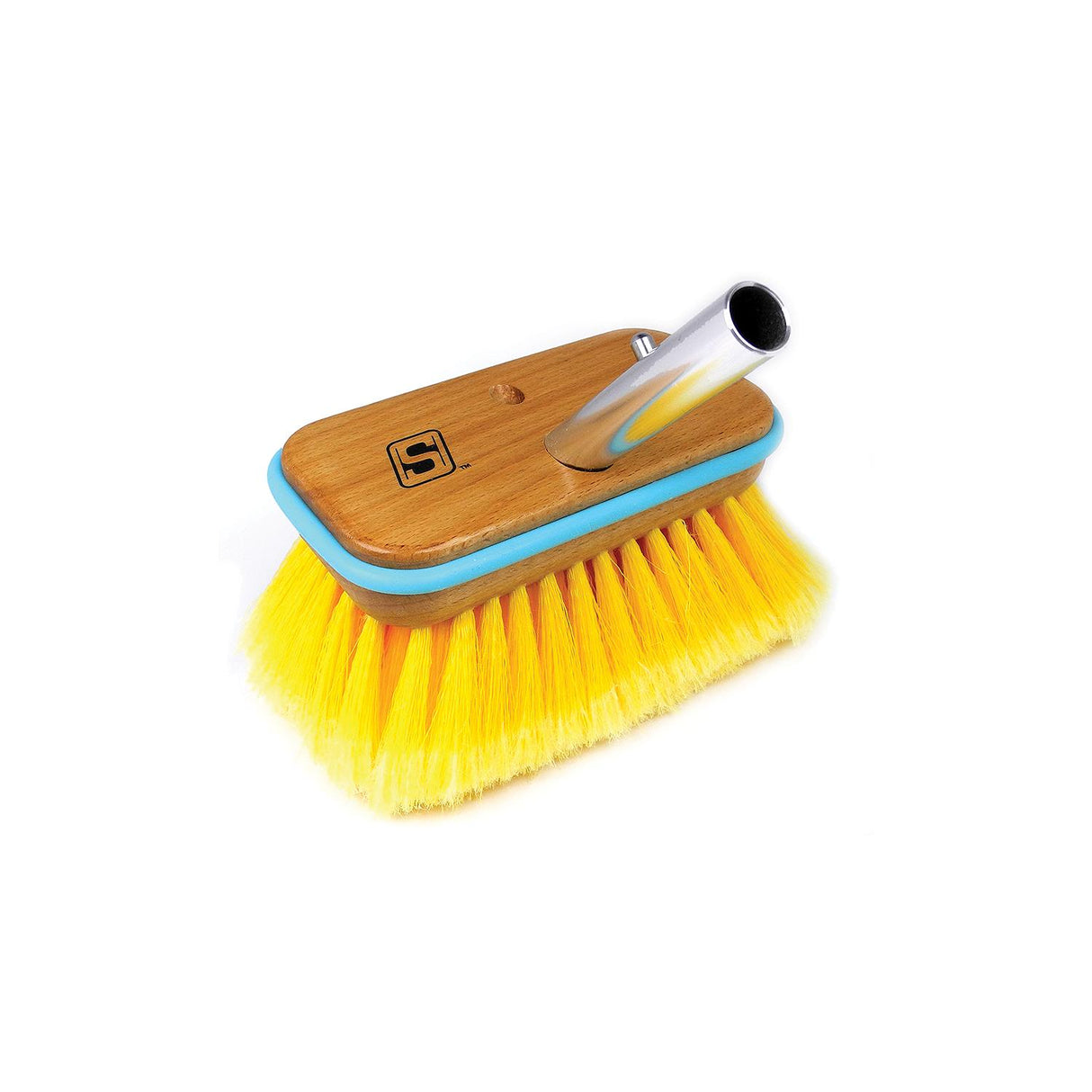 Seachoice 90551 Deck Brush with Bumper - Wood 6", Soft (Yellow Poly)