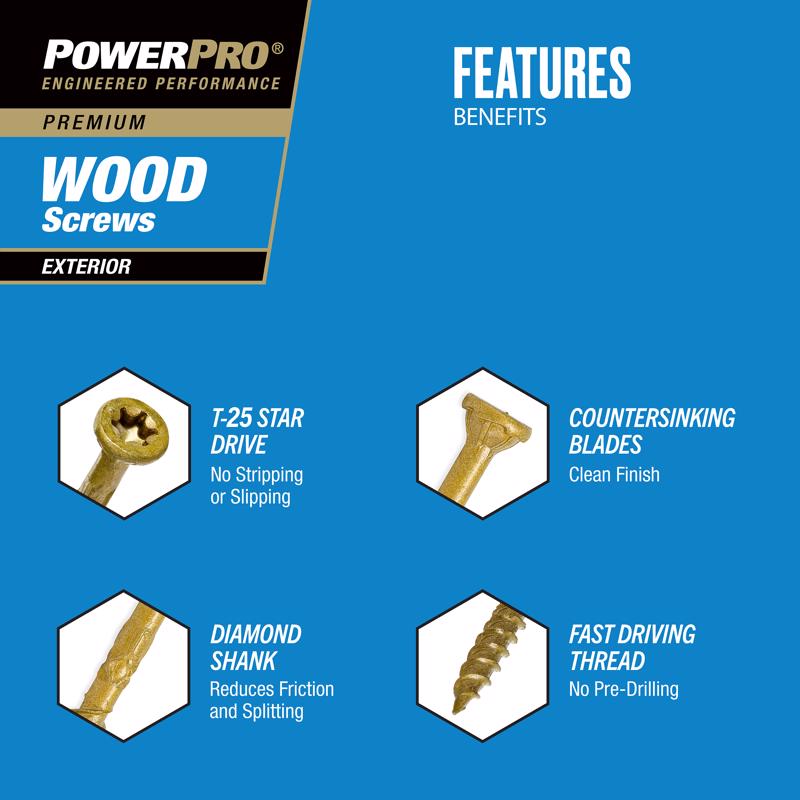 HILLMAN Power Pro No. 9 in. X 2-1/4 in. L Bronze Star Flat Head Premium Deck Screws 1 lb 97 pk