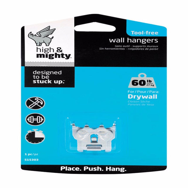 HILLMAN High & Mighty Steel-Plated Gray Hanger Picture Hanger 60 lb 1 pk, Pack of 4