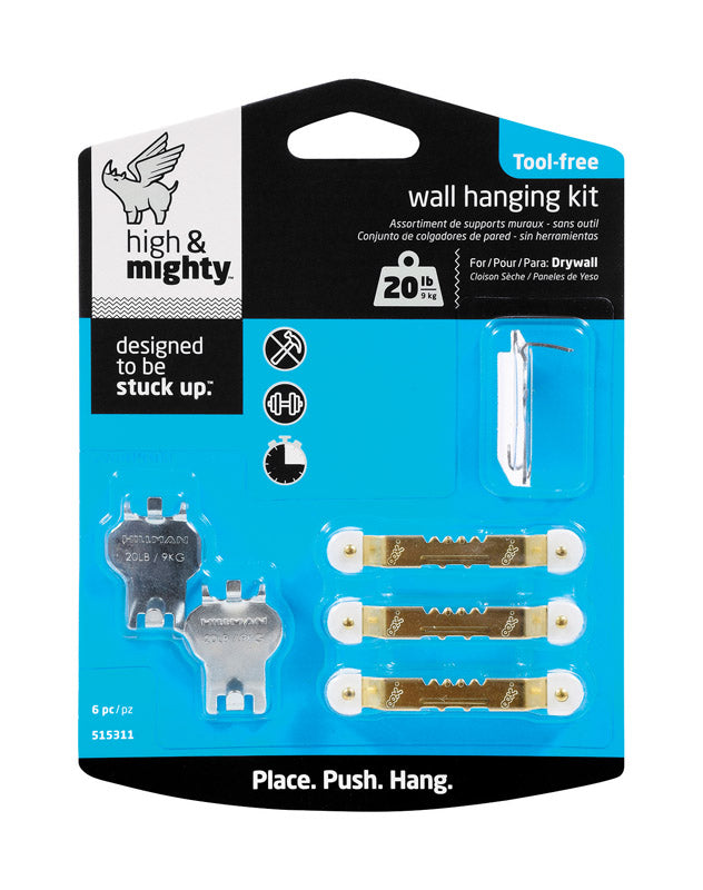 HILLMAN High & Mighty Steel-Plated Gray Hanger Picture Hanging Kit 20 lb 6 pk, Pack of 4