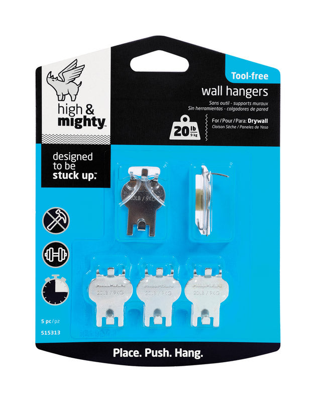 HILLMAN High & Mighty Steel-Plated Gray Hanger Picture Hanger 20 lb 5 pk, Pack of 4