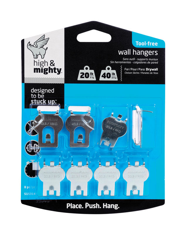 HILLMAN High & Mighty Gray Hanger Picture Hanger 20 lb 8 pk, Pack of 4