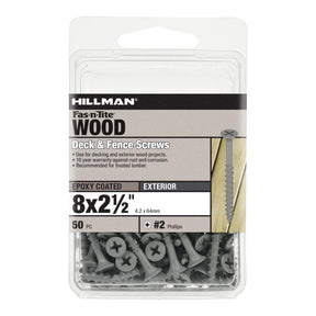 HILLMAN Fas-N-Tite No. 8 Ga. X 2-1/2 in. L Gray Phillips Bugle Head Deck Screws 50 pk