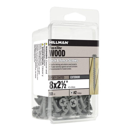 HILLMAN Fas-N-Tite No. 8 Ga. X 2-1/2 in. L Gray Phillips Bugle Head Deck Screws 50 pk