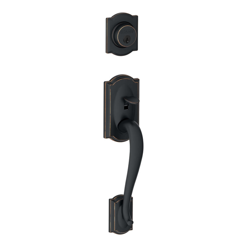 Schlage Camelot Aged Bronze Handleset