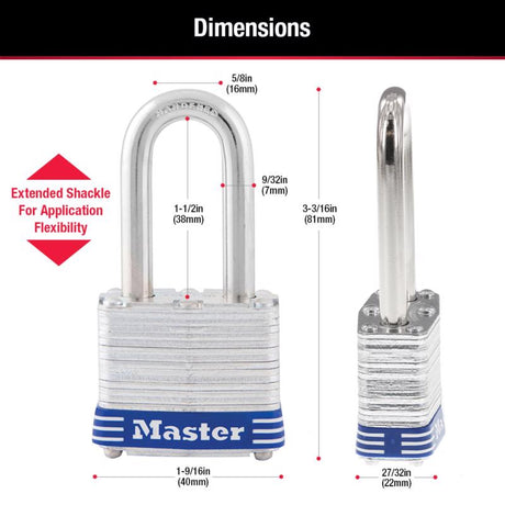 Master Lock 1-9/16 in. W Steel Pin Tumbler Exterior Padlock
