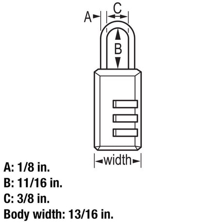 Master Lock 2.18 in. H X 13/16 in. W Steel 3-Dial Combination Luggage Lock