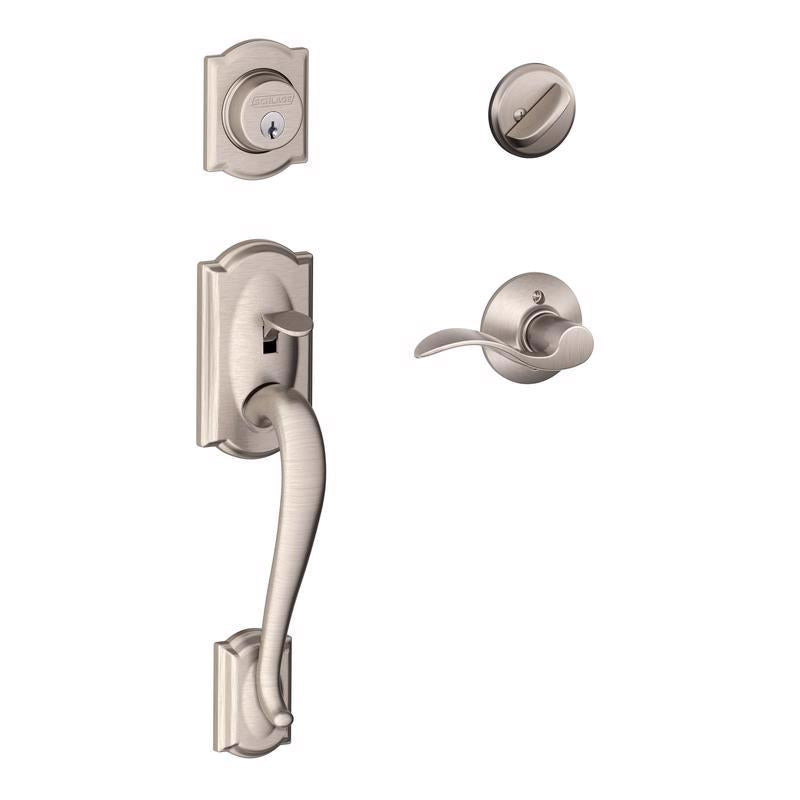 Schlage Camelot / Accent Satin Nickel Single Cylinder Handleset and Knob