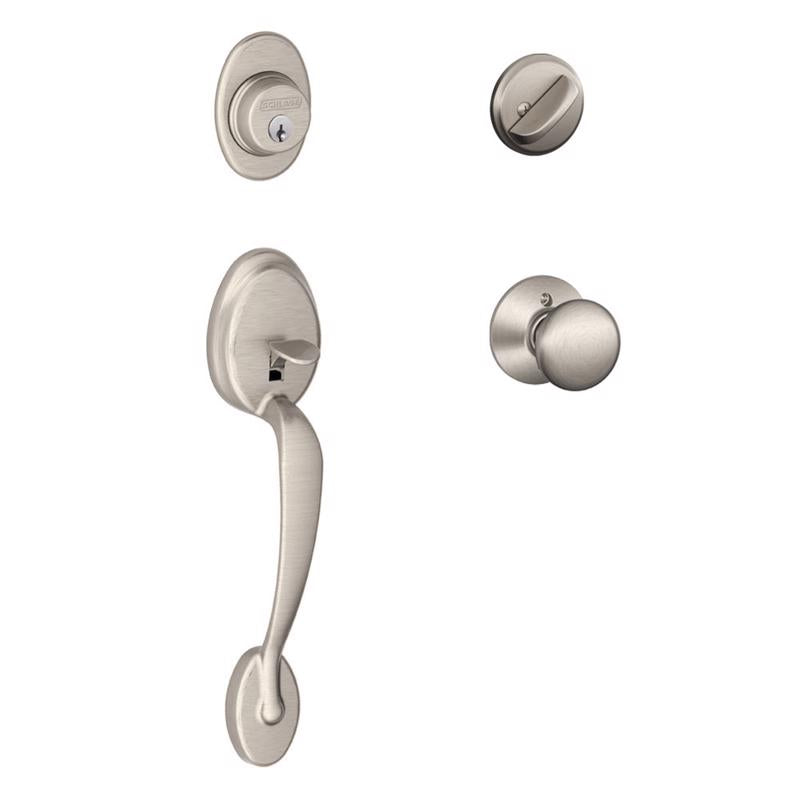 Schlage Plymouth Satin Nickel Single Cylinder Handleset and Knob