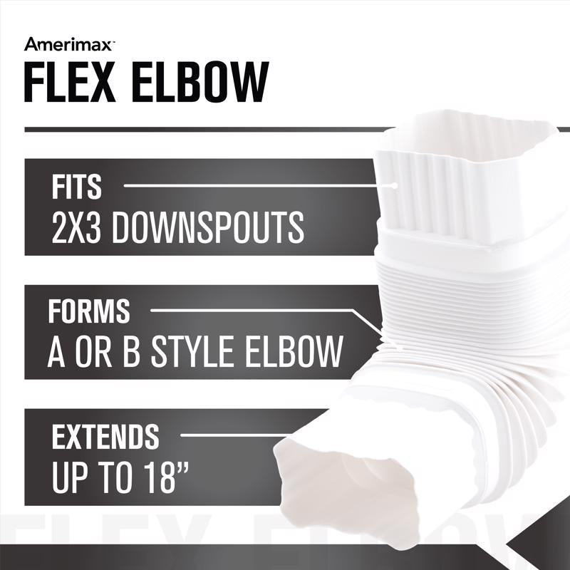 Amerimax 2 in. H X 3 in. W X 7.5 in. L White Vinyl Gutter Elbow