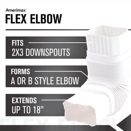 Amerimax 2 in. H X 3 in. W X 7.5 in. L White Vinyl Gutter Elbow