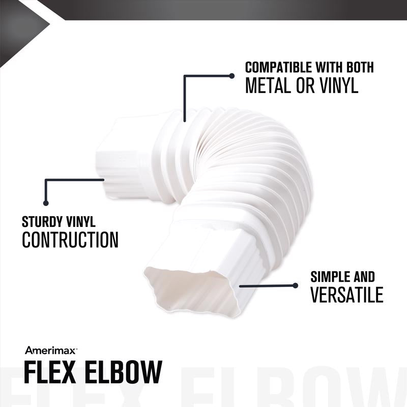 Amerimax 2 in. H X 3 in. W X 7.5 in. L White Vinyl Gutter Elbow