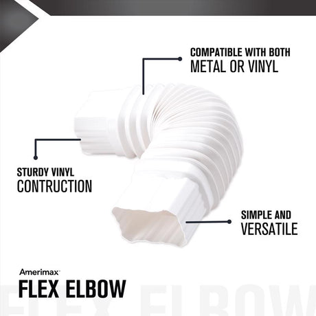 Amerimax 2 in. H X 3 in. W X 7.5 in. L White Vinyl Gutter Elbow