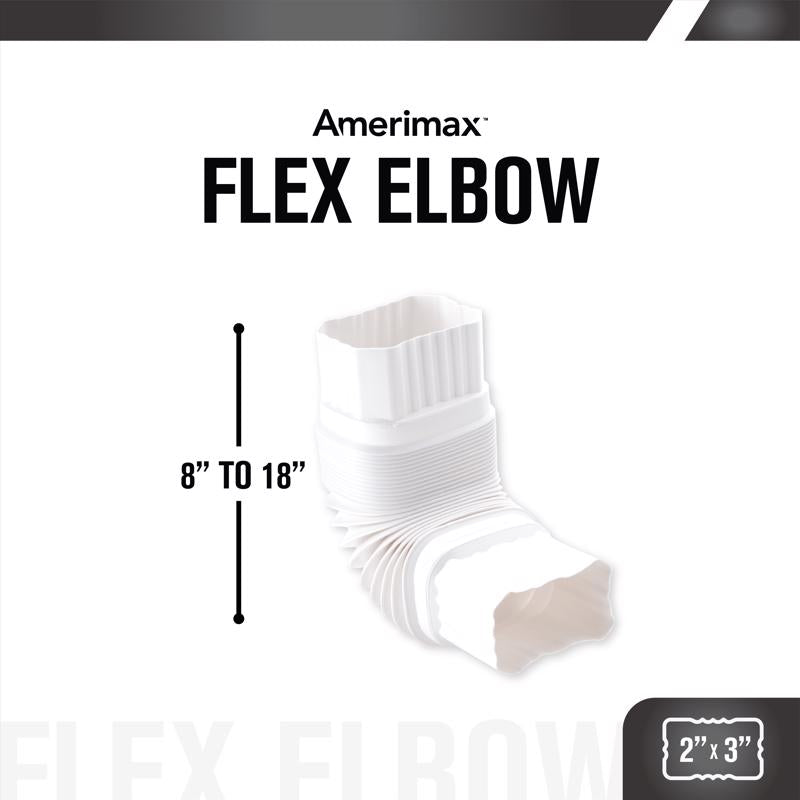 Amerimax 2 in. H X 3 in. W X 7.5 in. L White Vinyl Gutter Elbow