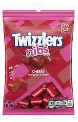 Twizzlers CN12 Candy, Nutritional Information: 1 g Total Fat, 0.5 g Saturated Fat, 65 mg Sodium, Cherry, 6 oz Bag, Pack of 12