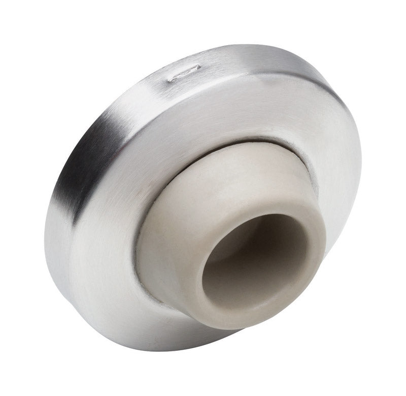 Ives 2-1/2 in. W X 3/8 in. L Brass Satin Chrome Silver Wall Door Stop Mounts to wall