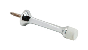 Ives 3-1/8 in. W X 7/8 in. L Brass Bright Chrome Silver Door Stop Mounts to wall