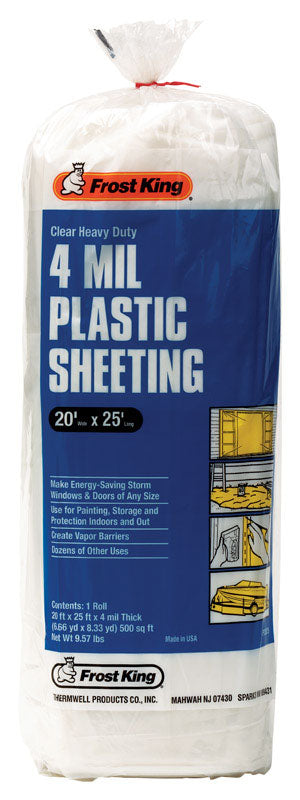 Frost King Plastic Sheeting 4 mil X 20 ft. W X 25 ft. L Plastic Clear 1, Pack of 4