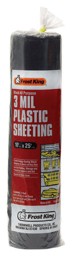 Frost King Plastic Sheeting 3 mil X 10  W X 25 ft. L Plastic Black