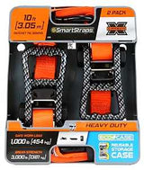 SmartStrap 240 Tie-Down, 1-1/4 in W, 10 ft L, Carbon Fiber, Orange, 1000 lb, S-Hook End Fitting, Steel End Fitting