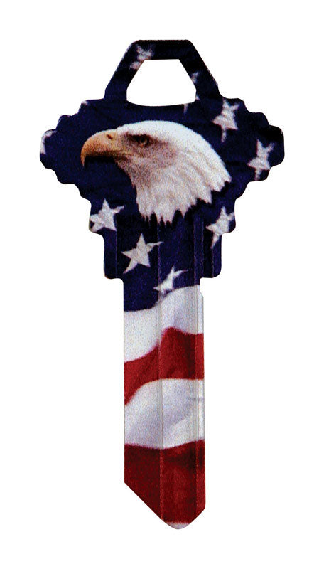 HILLMAN Wackey Flag & Eagle House/Office Universal Key Blank SC1 Single, Pack of 6