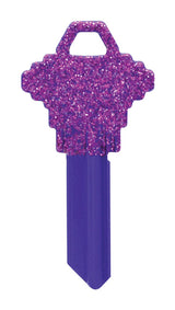 HILLMAN DIVA Purple Glitter House/Office Universal Key Blank SC1 Single, Pack of 6
