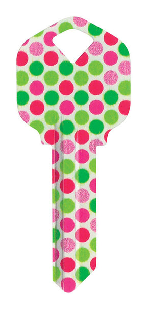 HILLMAN Wackey Polka Dots House/Office Universal Key Blank Single, Pack of 6