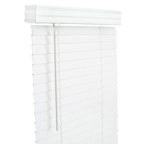 Living Accents Faux Wood 2 in. Mini-Blinds 27 in. W X 60 in. H White Cordless