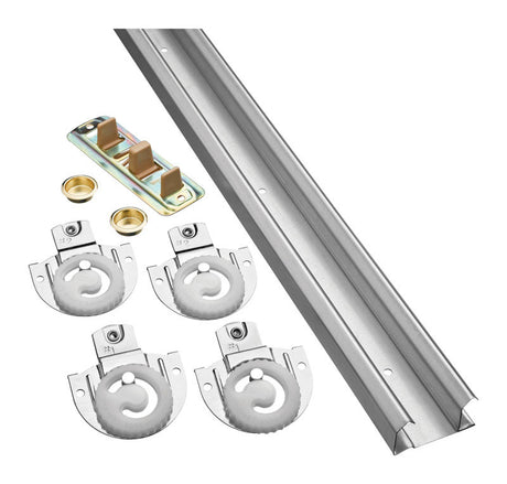 National Hardware 48 in. L Galvanized Silver Nylon/Steel By-Pass Door Hardware Set 1 pk