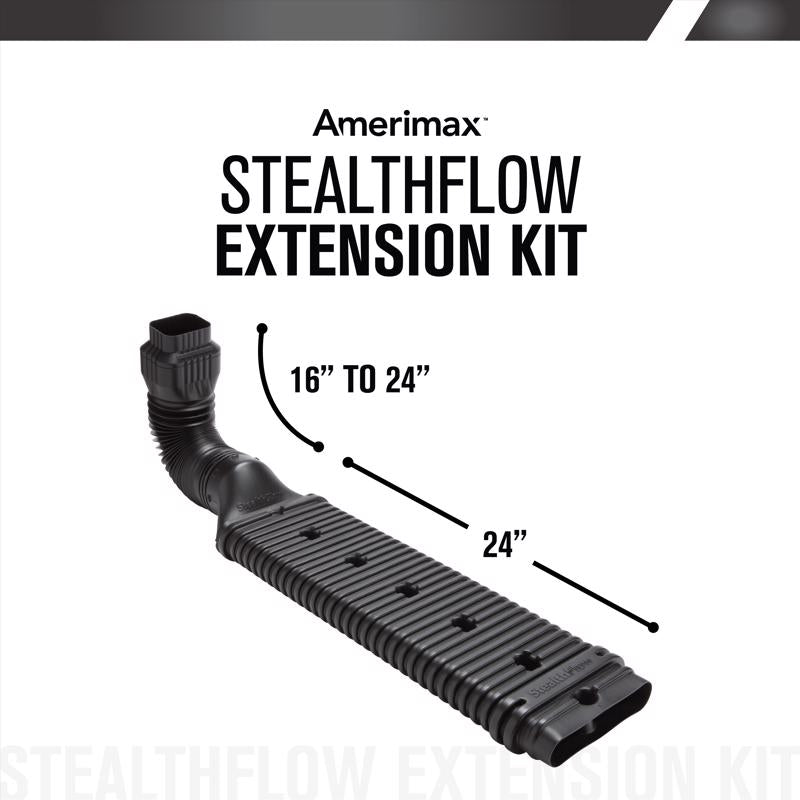 Amerimax StealthFlow 4.75 in. H X 7.25 in. W X 43 in. L Black Vinyl K Downspout Extension