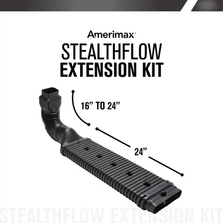 Amerimax StealthFlow 4.75 in. H X 7.25 in. W X 43 in. L Black Vinyl K Downspout Extension