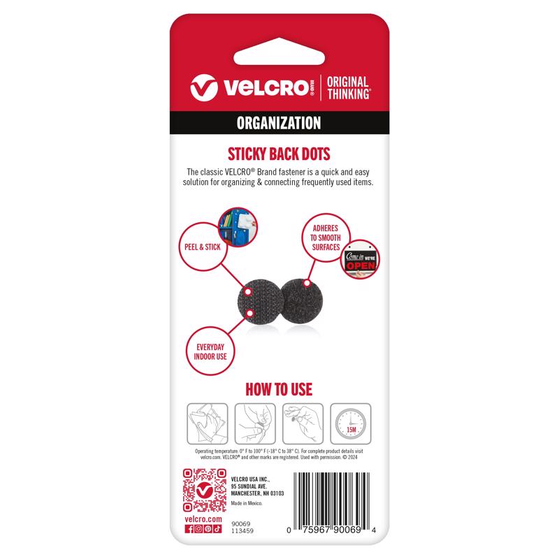 VELCRO Brand Sticky Back Small Nylon Hook and Loop Fastener 5/8 in. L 15 pk, Pack of 6