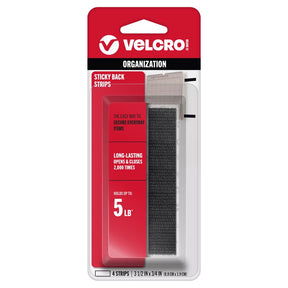 VELCRO Brand Sticky Back Small/Medium Nylon Hook and Loop Fastener 3-1/2 in. L 4 pk, Pack of 6