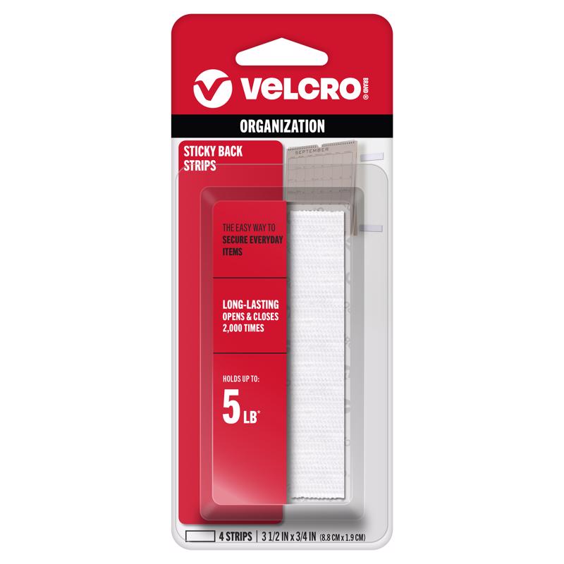 VELCRO Brand Sticky Back Small/Medium Nylon Hook and Loop Fastener 3-1/2 in. L 4 pk, Pack of 6