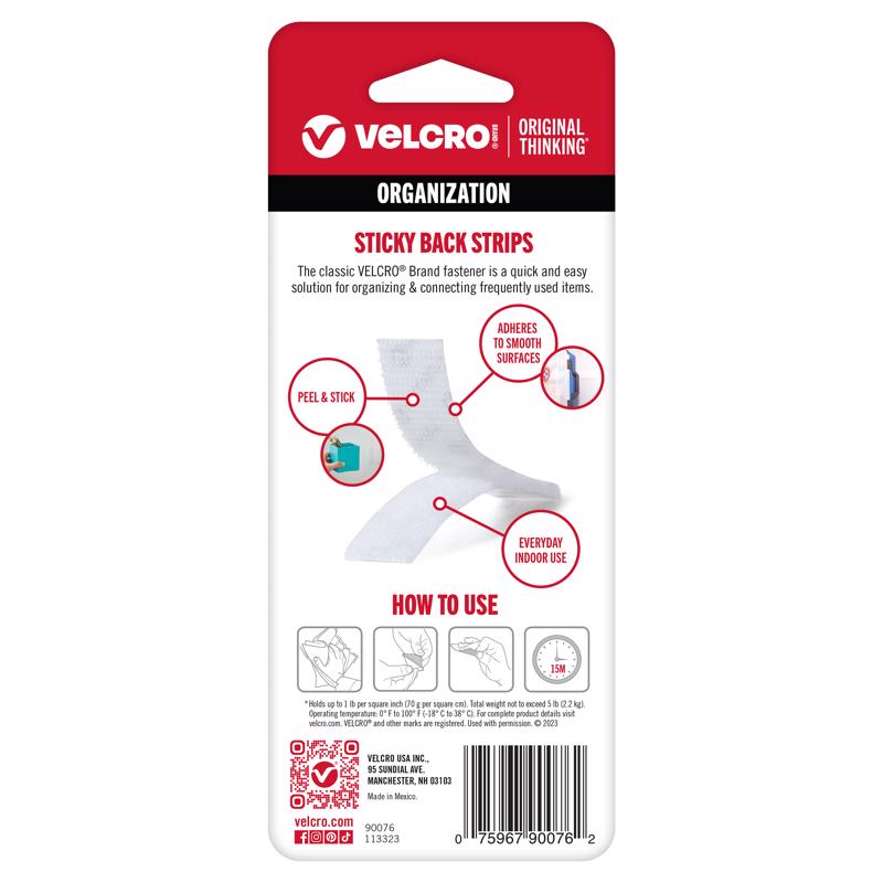VELCRO Brand Sticky Back Small/Medium Nylon Hook and Loop Fastener 3-1/2 in. L 4 pk, Pack of 6