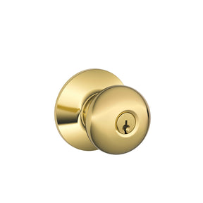 Schlage Plymouth Bright Brass Keyed Entry Door Knob 1-3/4 in., Pack of 4