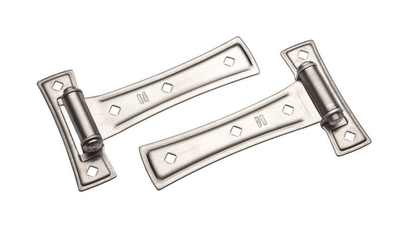 National Hardware 7 in. L Satin Nickel Silver Steel Ornamental T Hinge 1 pk, Pack of 3