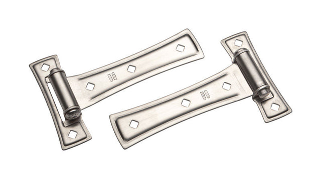 National Hardware 7 in. L Satin Nickel Silver Steel Ornamental T Hinge 1 pk, Pack of 3