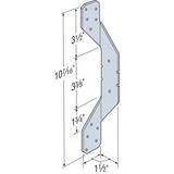 Simpson Strong-Tie 10.44 in. H X 1.53 in. W 18 Ga. Steel Hurricane Tie