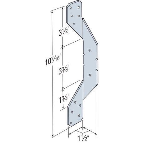 Simpson Strong-Tie 10.44 in. H X 1.53 in. W 18 Ga. Steel Hurricane Tie
