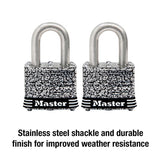 Master Lock 1-9/16 in. W Laminated Steel 4-Pin Tumbler Weather-Resistant Padlock