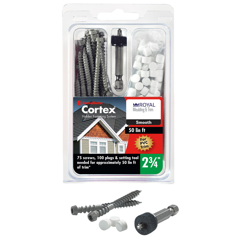 FastenMaster Cortex No. 9 X 2-3/4 in. L Star Trim Head Self Tapping Trim Screws with Plugs, Pack of 10