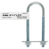 Hampton 1/4 in. X 1 in. W X 3-1/4 in. L Coarse Zinc-Plated Steel U-Bolt, Pack of 10